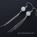 Silver Shamballa Hoop Earring For Women Chain Tassel Earring